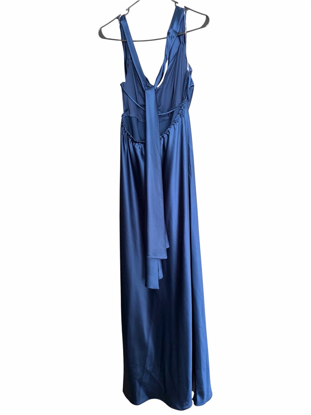 KATIA RAE Juniors' Satin Cowl-Neck Halter Gown
